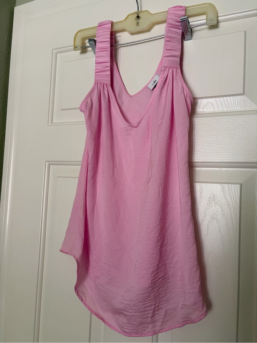 CAbi Pink Ruched-Strap Sleep Cami